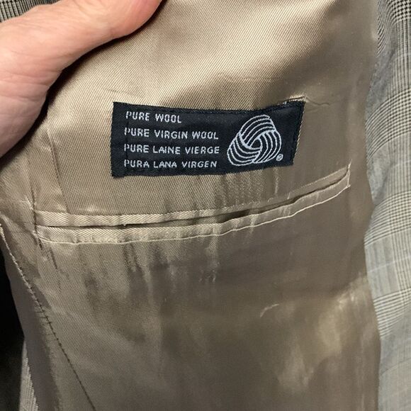 Polo University Club Ralph Lauren Tan Black Blue Plaid Wool Suit Size 41 Tall - Picture 13 of 16